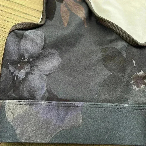 LULUS | Amp it Up Grey Floral Print Low Impact Scoop Neck Sports Bra - Picture 3 of 11